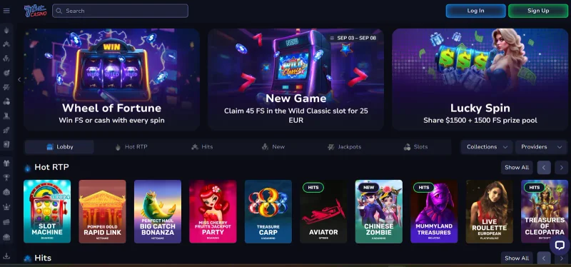 7Bit Casino gaming interface and slots